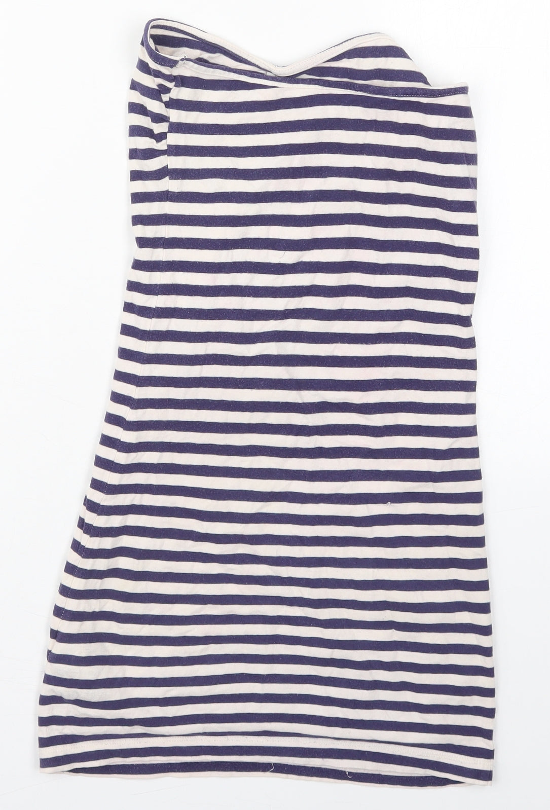 Miss Selfridge Womens Blue Striped Cotton Mini  Size 10  Square Neck Pullover