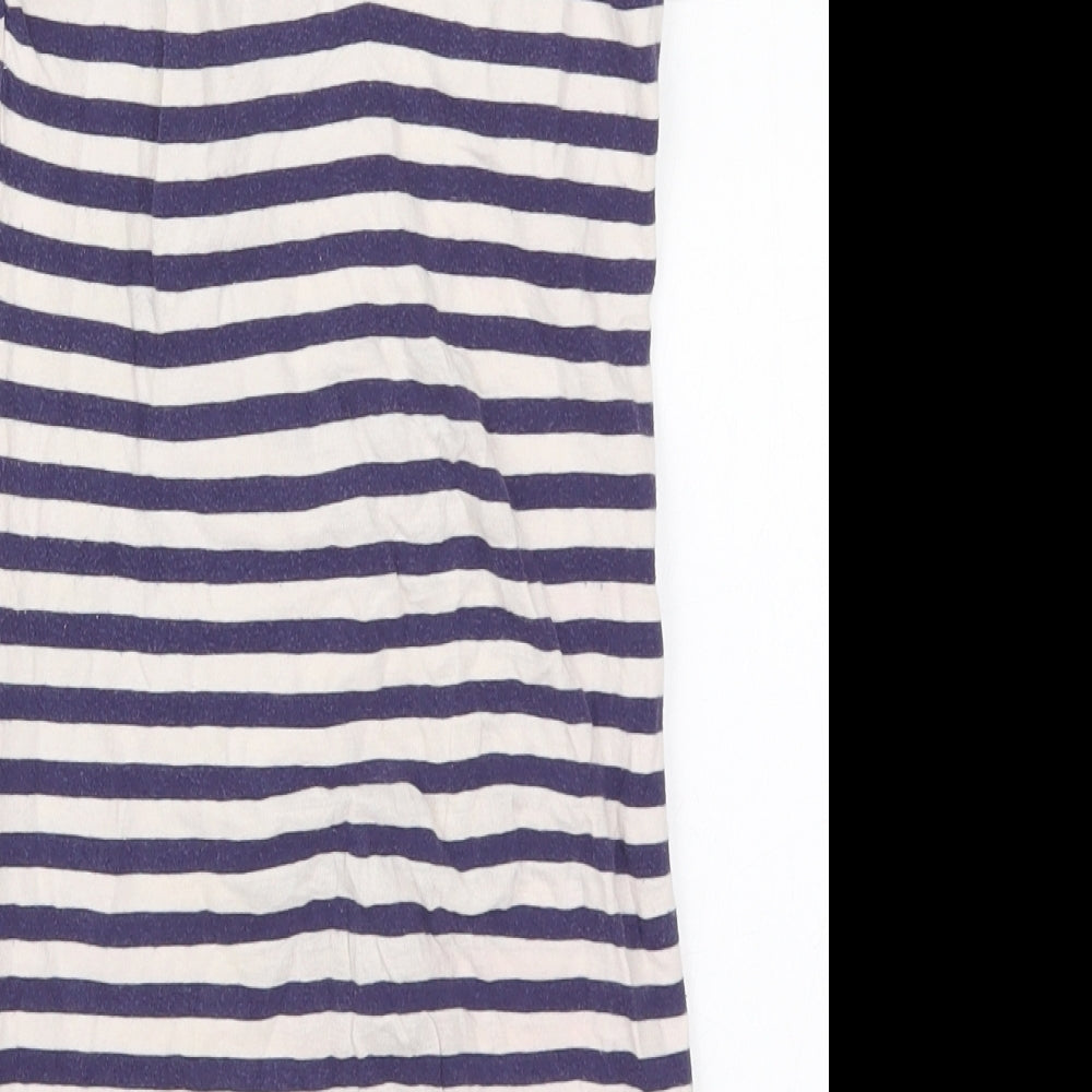 Miss Selfridge Womens Blue Striped Cotton Mini  Size 10  Square Neck Pullover