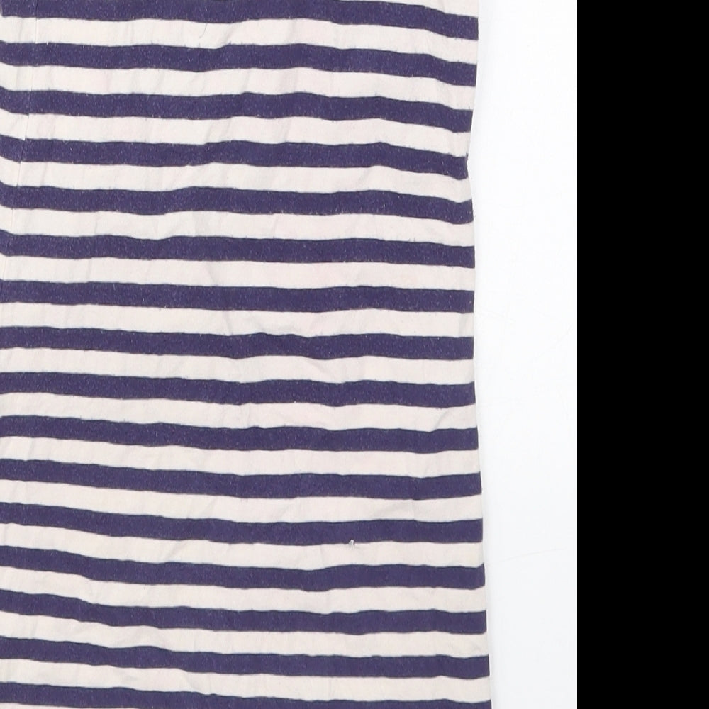 Miss Selfridge Womens Blue Striped Cotton Mini  Size 10  Square Neck Pullover