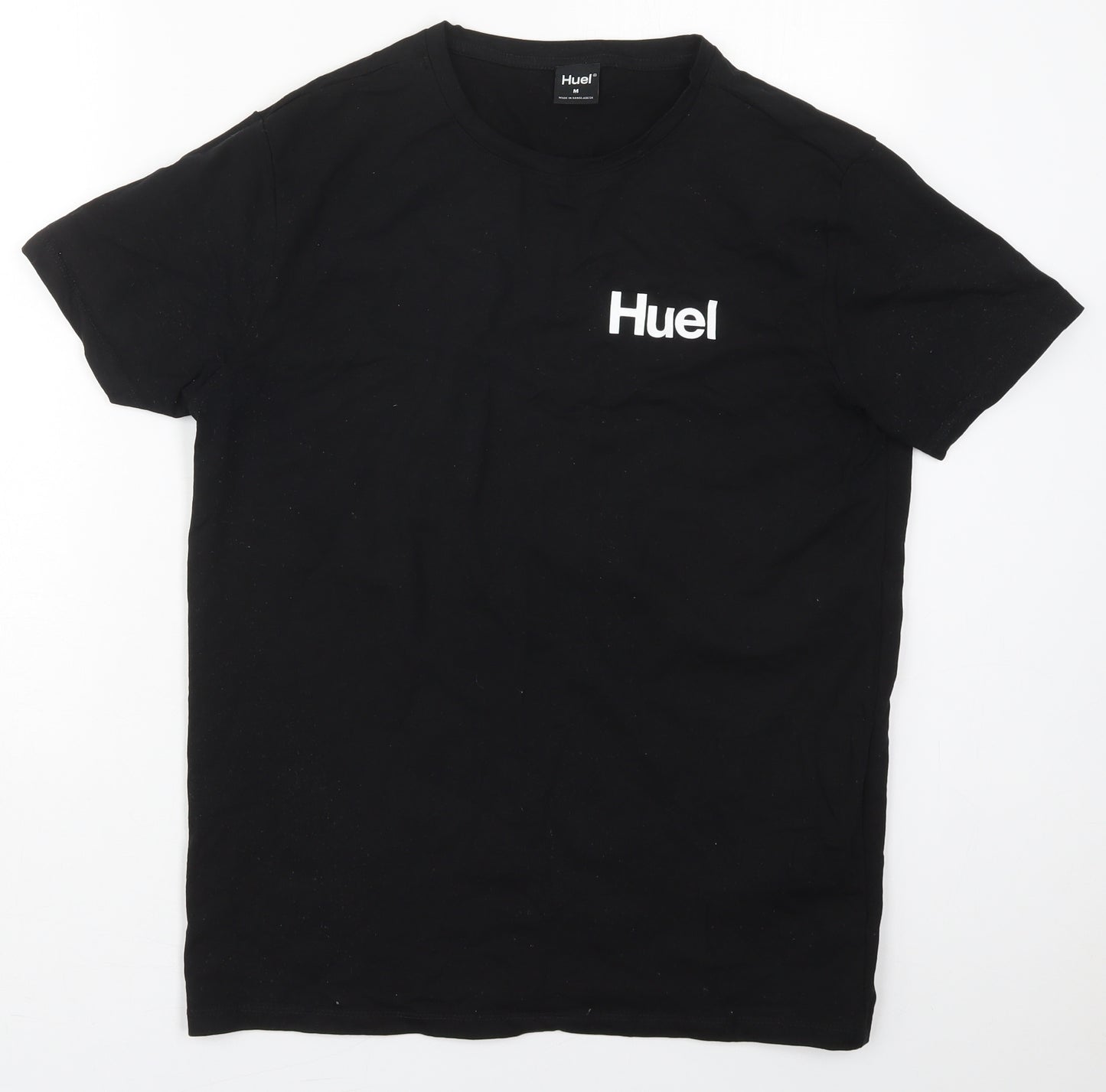 Huel Mens Black  Cotton  T-Shirt Size M Collared