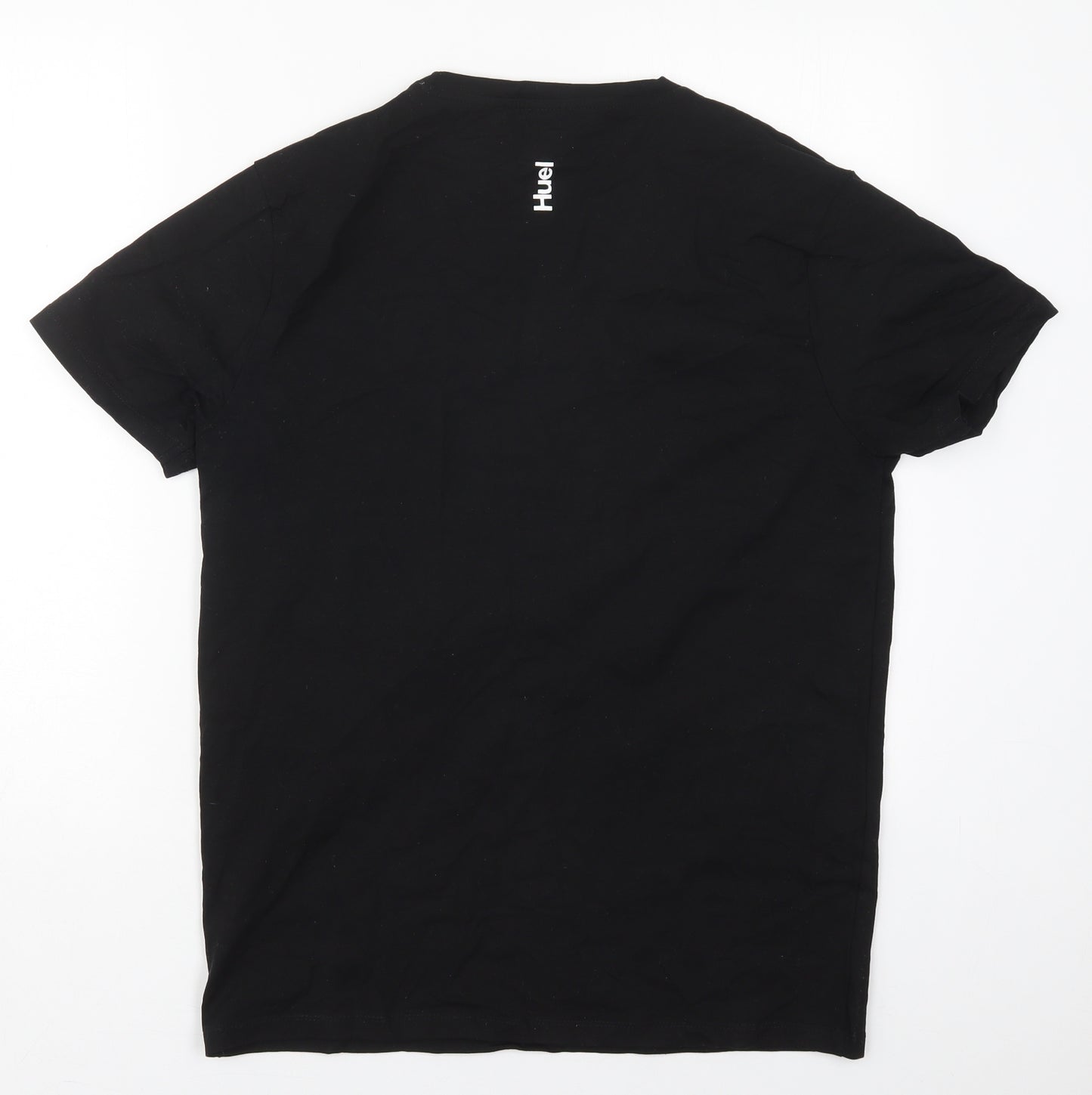 Huel Mens Black  Cotton  T-Shirt Size M Collared