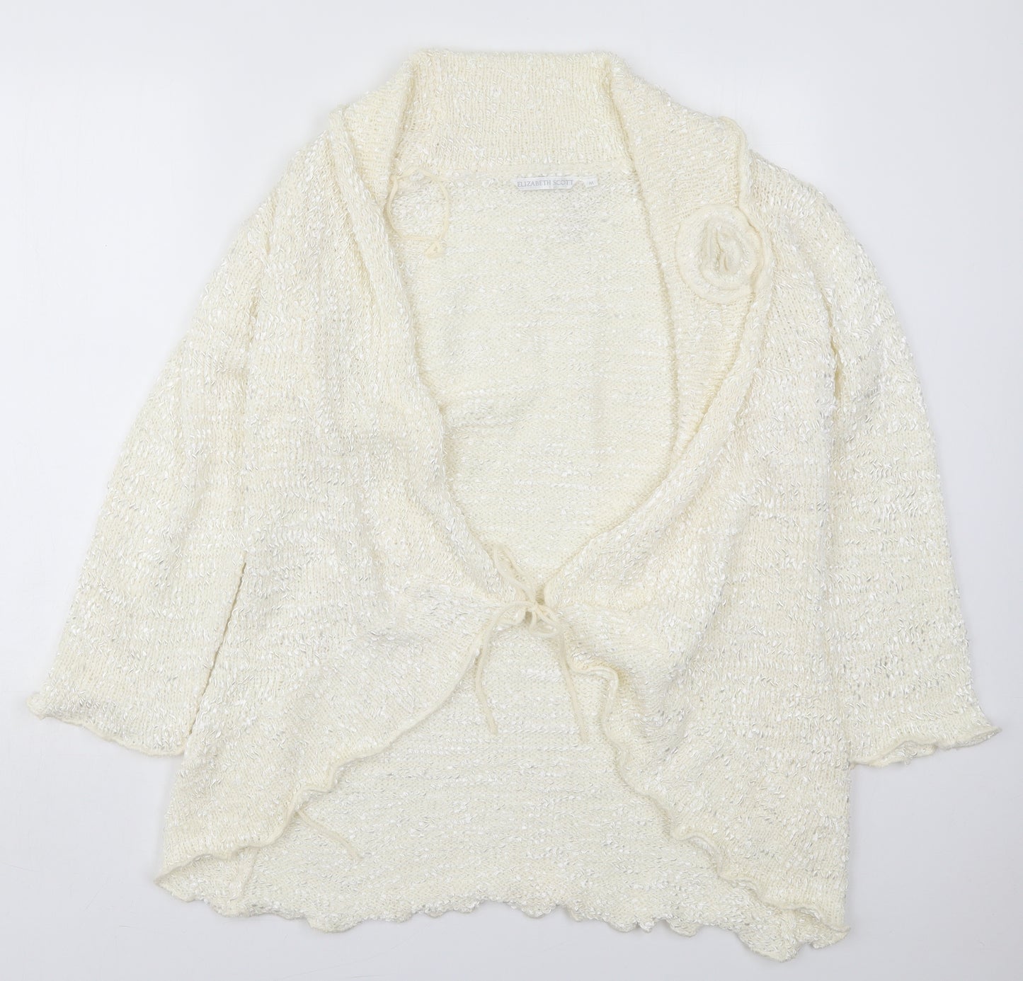 Elizabeth Scott Womens Ivory V-Neck  Polyester Cardigan Jumper Size M