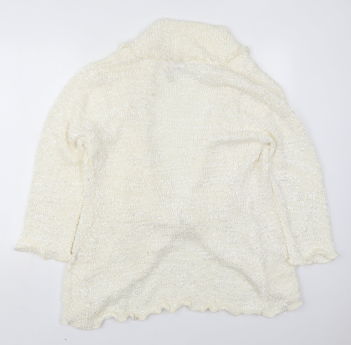 Elizabeth Scott Womens Ivory V-Neck  Polyester Cardigan Jumper Size M