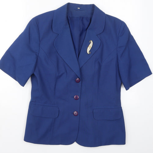Classic Woman Womens Blue   Jacket  Size 14  Button