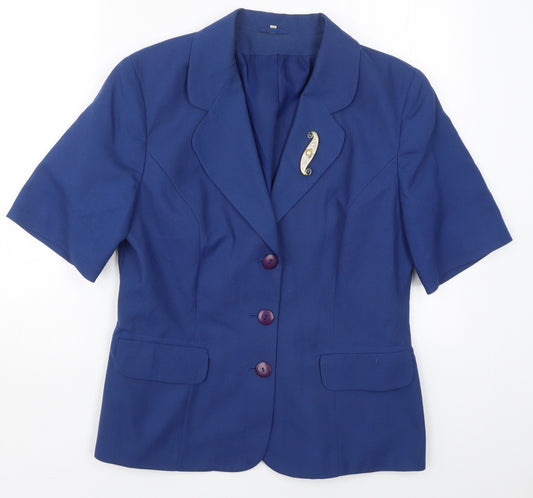 Front view of Classic Woman women’s blue jacket, size UK 14, button