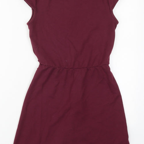 Topshop Womens Purple  Polyester Skater Dress  Size 6  Off the Shoulder Button