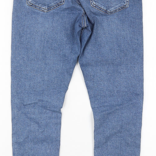 Topshop Womens Blue  Cotton Skinny Jeans Size 28 in L25 in Regular Button - Distressed Hem