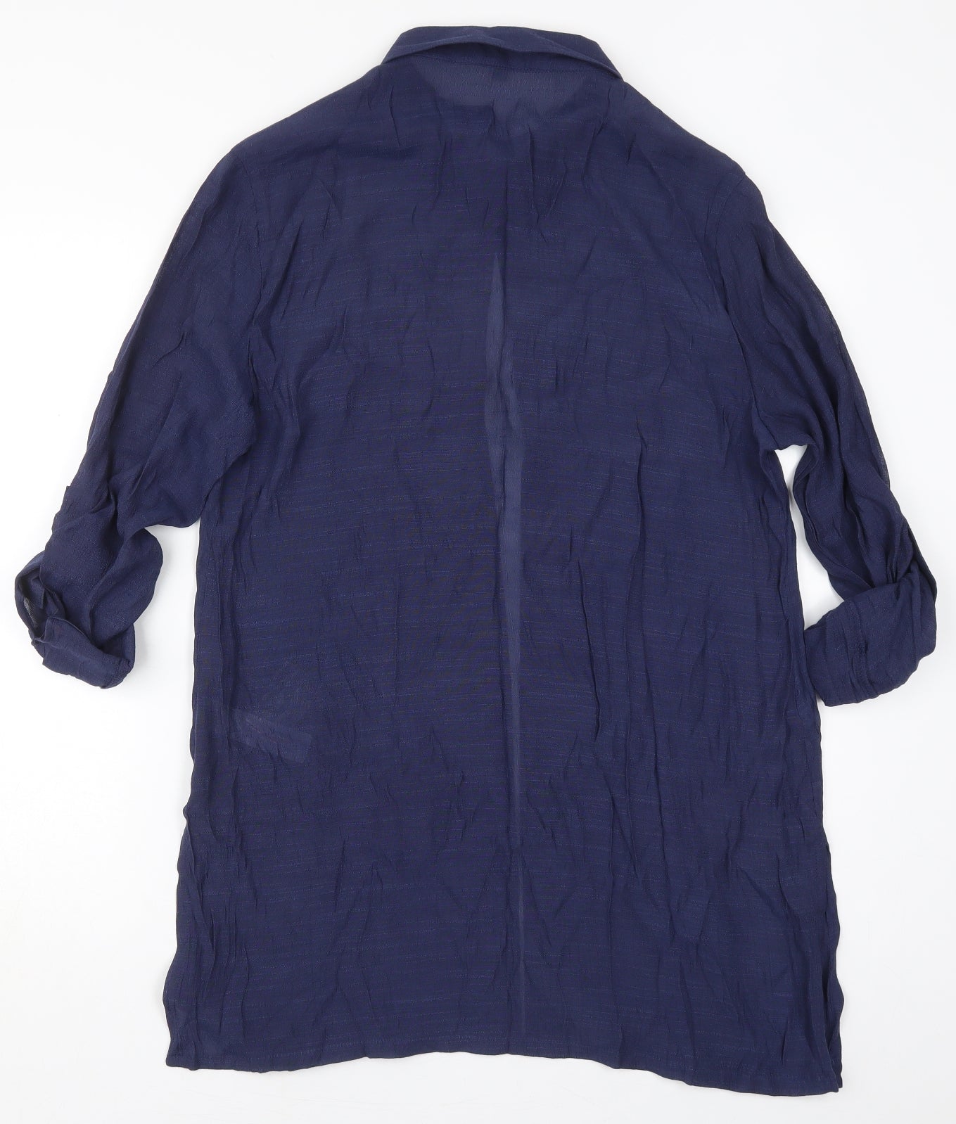 BASSINI Womens Blue  Polyester Shirt Dress  Size L  Collared Button