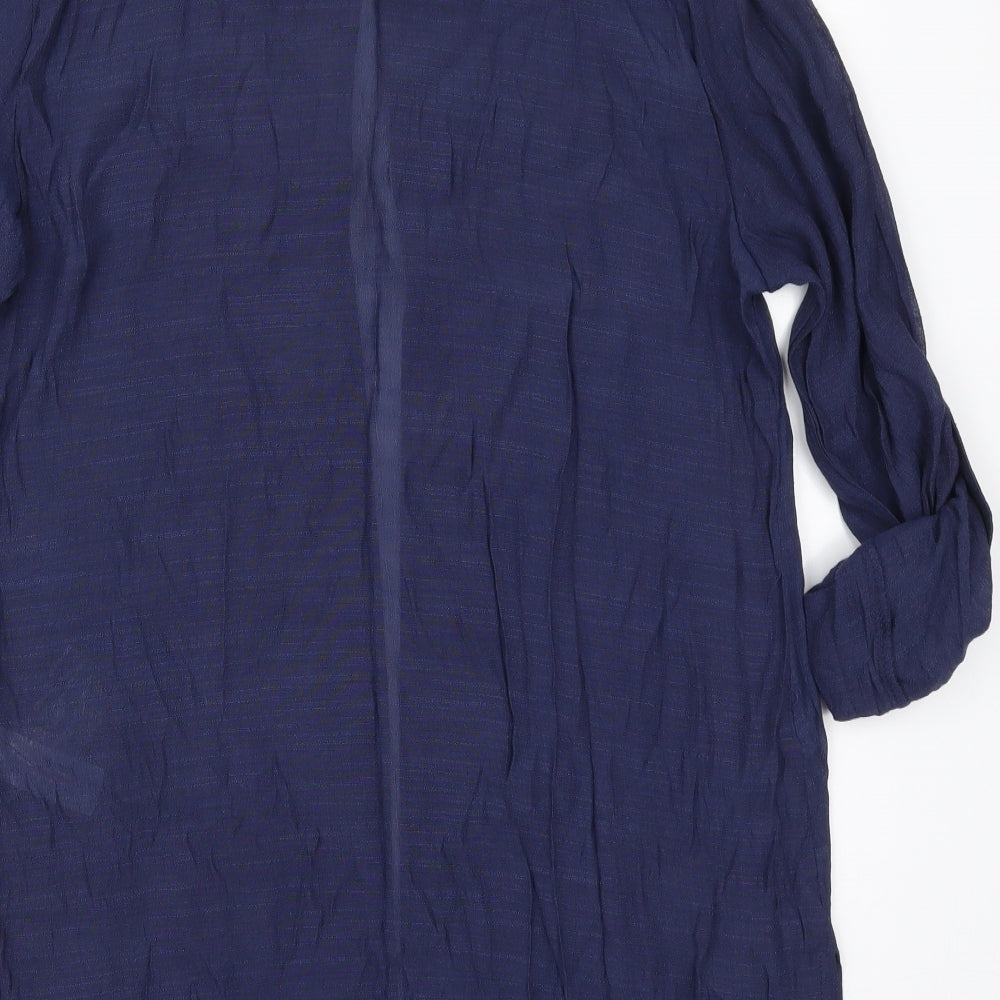 BASSINI Womens Blue  Polyester Shirt Dress  Size L  Collared Button
