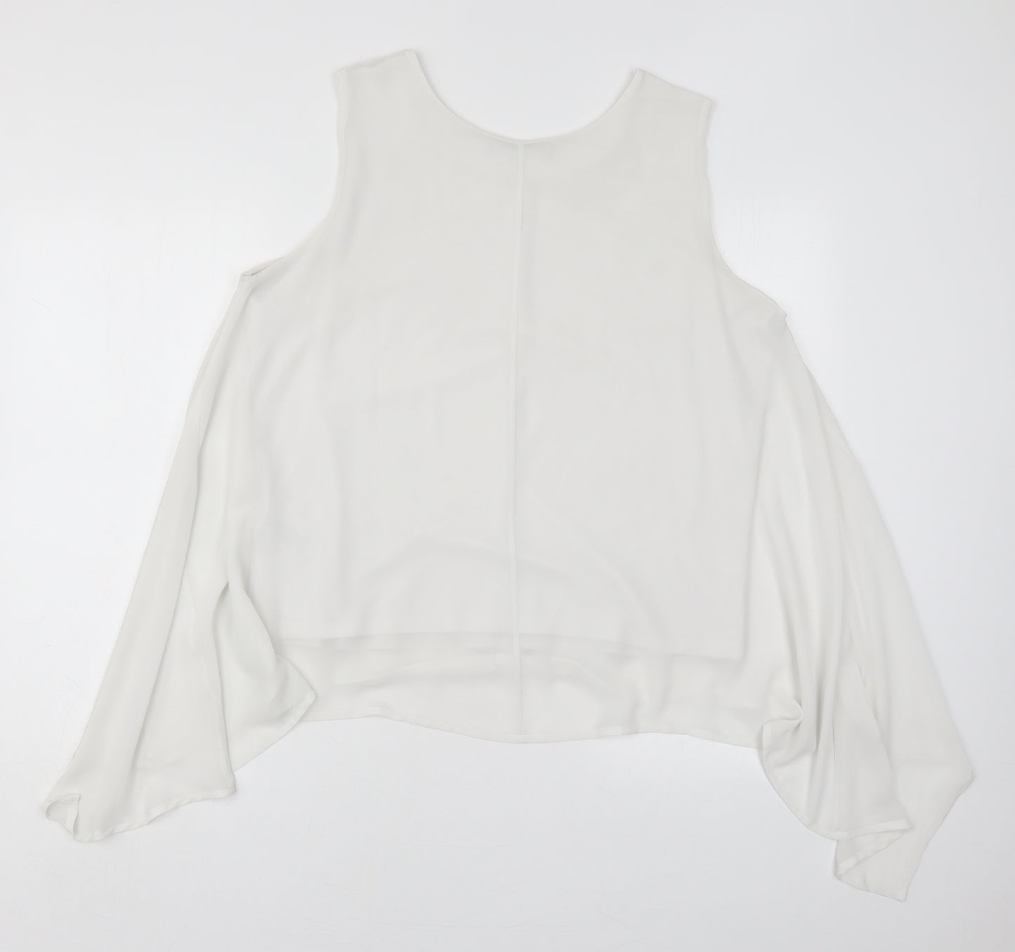 Marks and Spencer Womens White  Polyester Basic Tank Size 16 Round Neck
