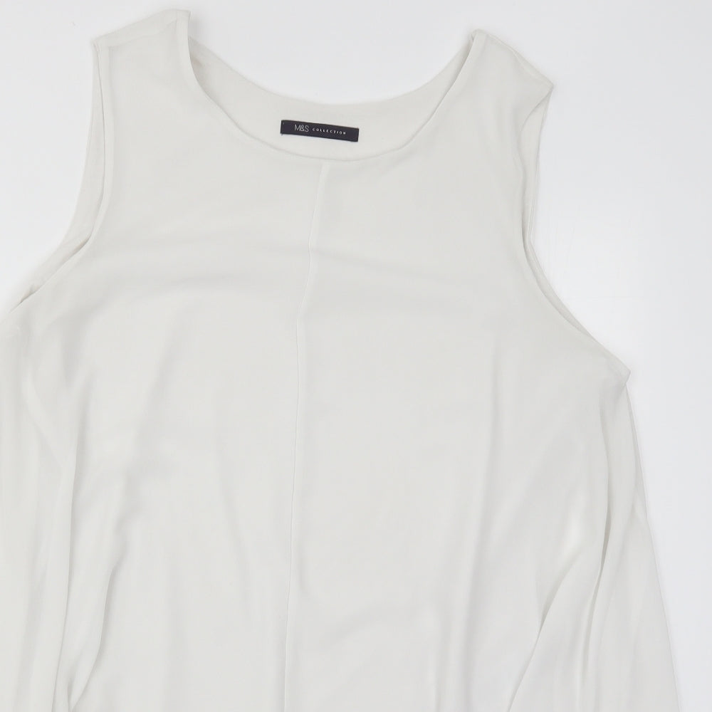 Marks and Spencer Womens White  Polyester Basic Tank Size 16 Round Neck