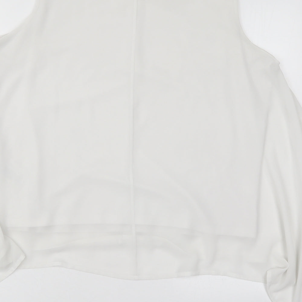 Marks and Spencer Womens White  Polyester Basic Tank Size 16 Round Neck