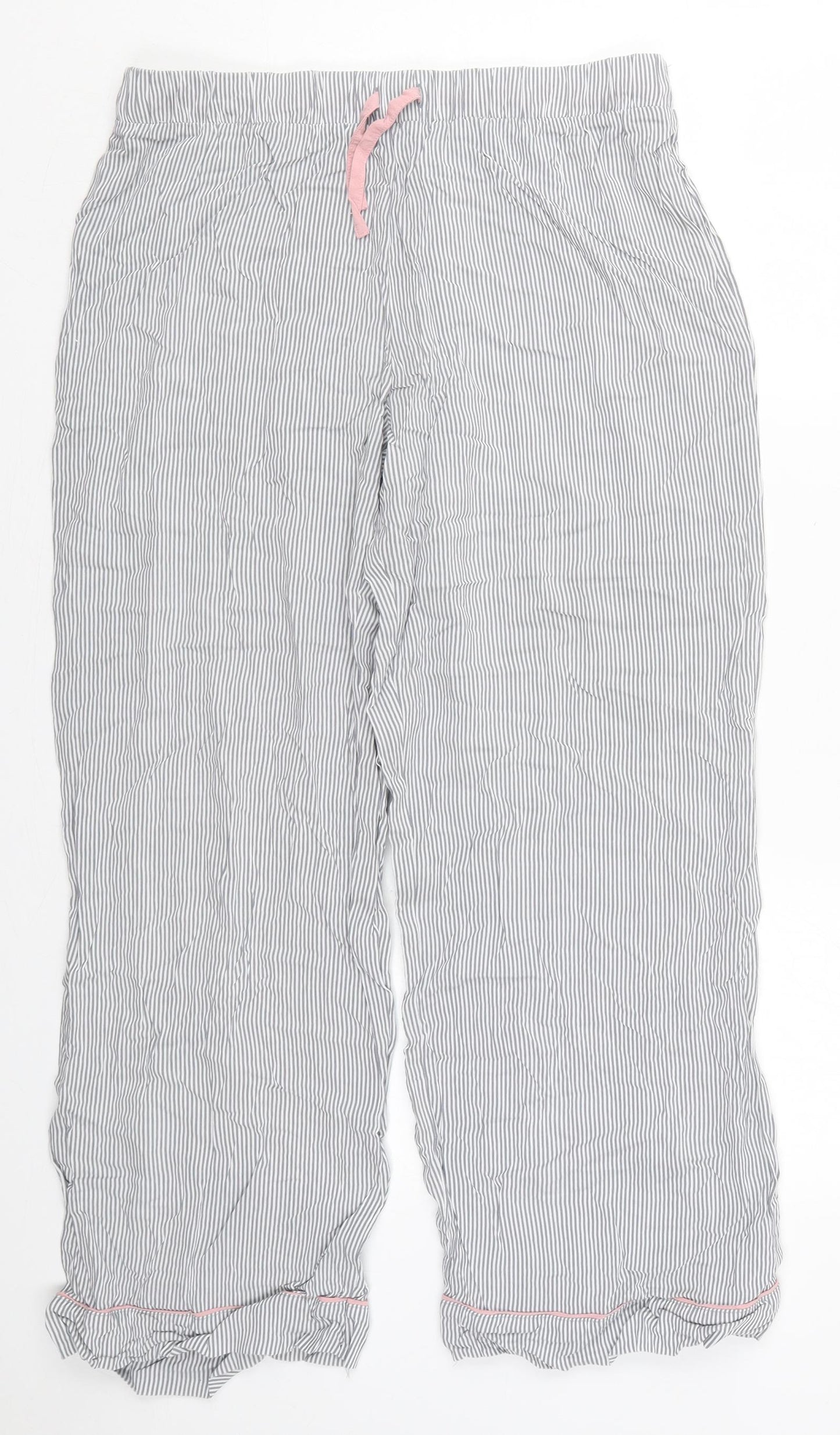 Preworn Womens Grey Striped Cotton Trousers  Size 30 in L28 in Regular Drawstring - Pyjama Pants
