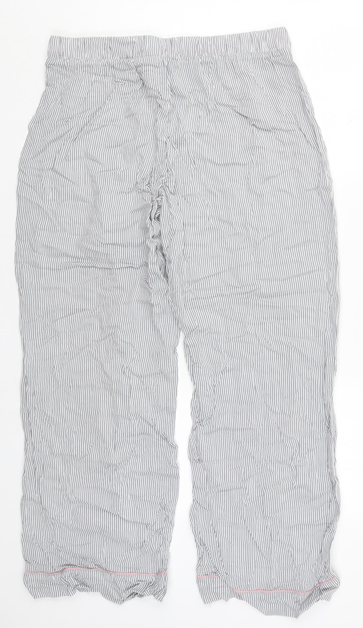 Preworn Womens Grey Striped Cotton Trousers  Size 30 in L28 in Regular Drawstring - Pyjama Pants