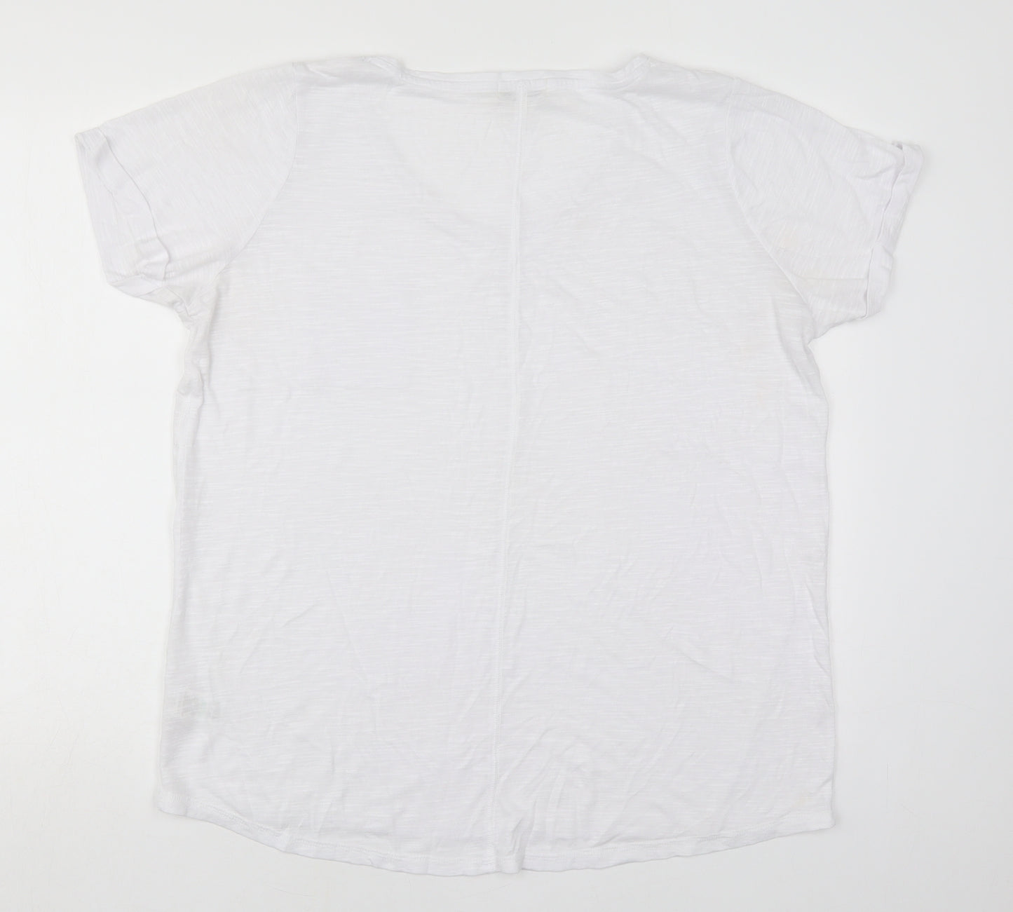 Matalan Womens White  Viscose Basic T-Shirt Size L V-Neck