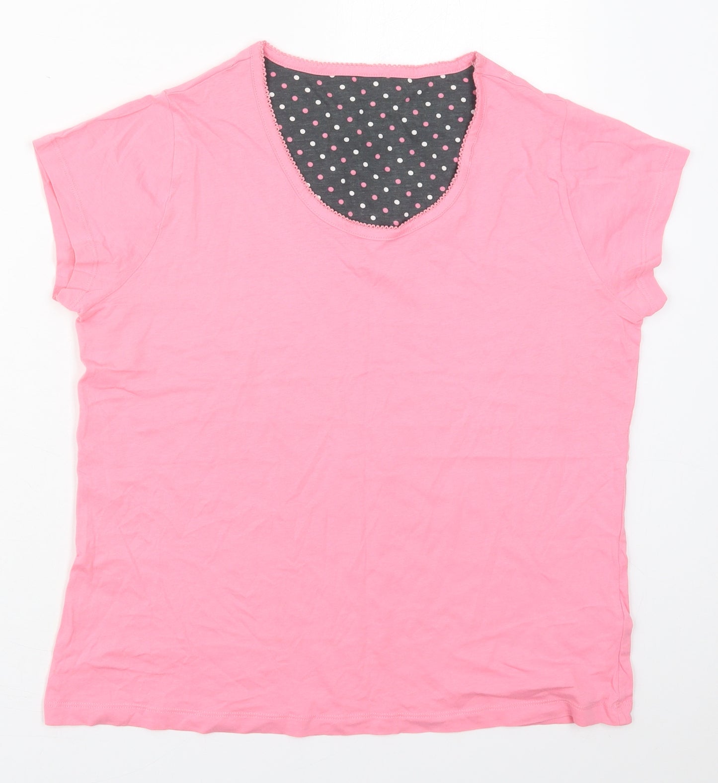 Marks and Spencer Womens Pink Solid Cotton Top Pyjama Top Size 12