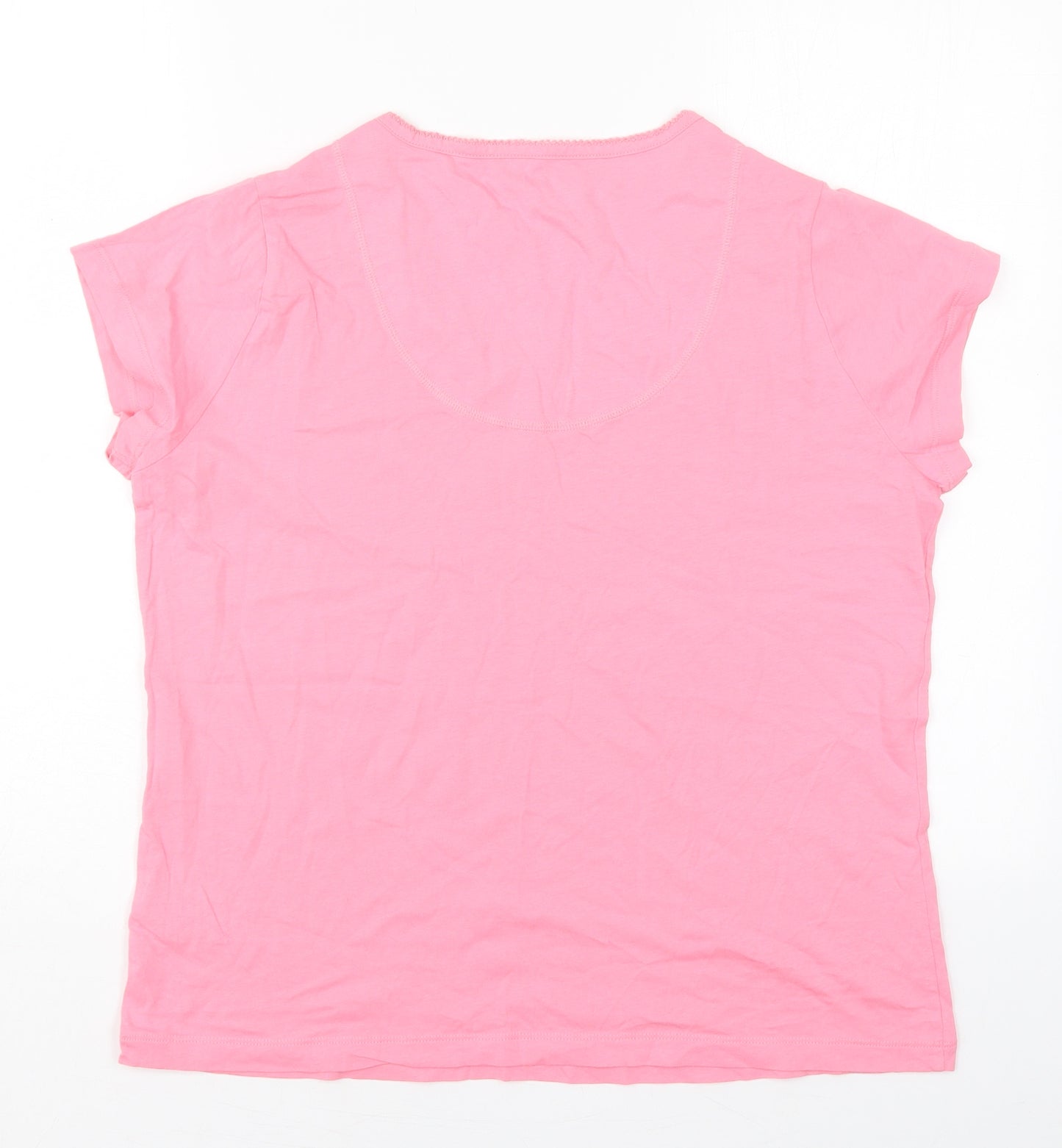 Marks and Spencer Womens Pink Solid Cotton Top Pyjama Top Size 12