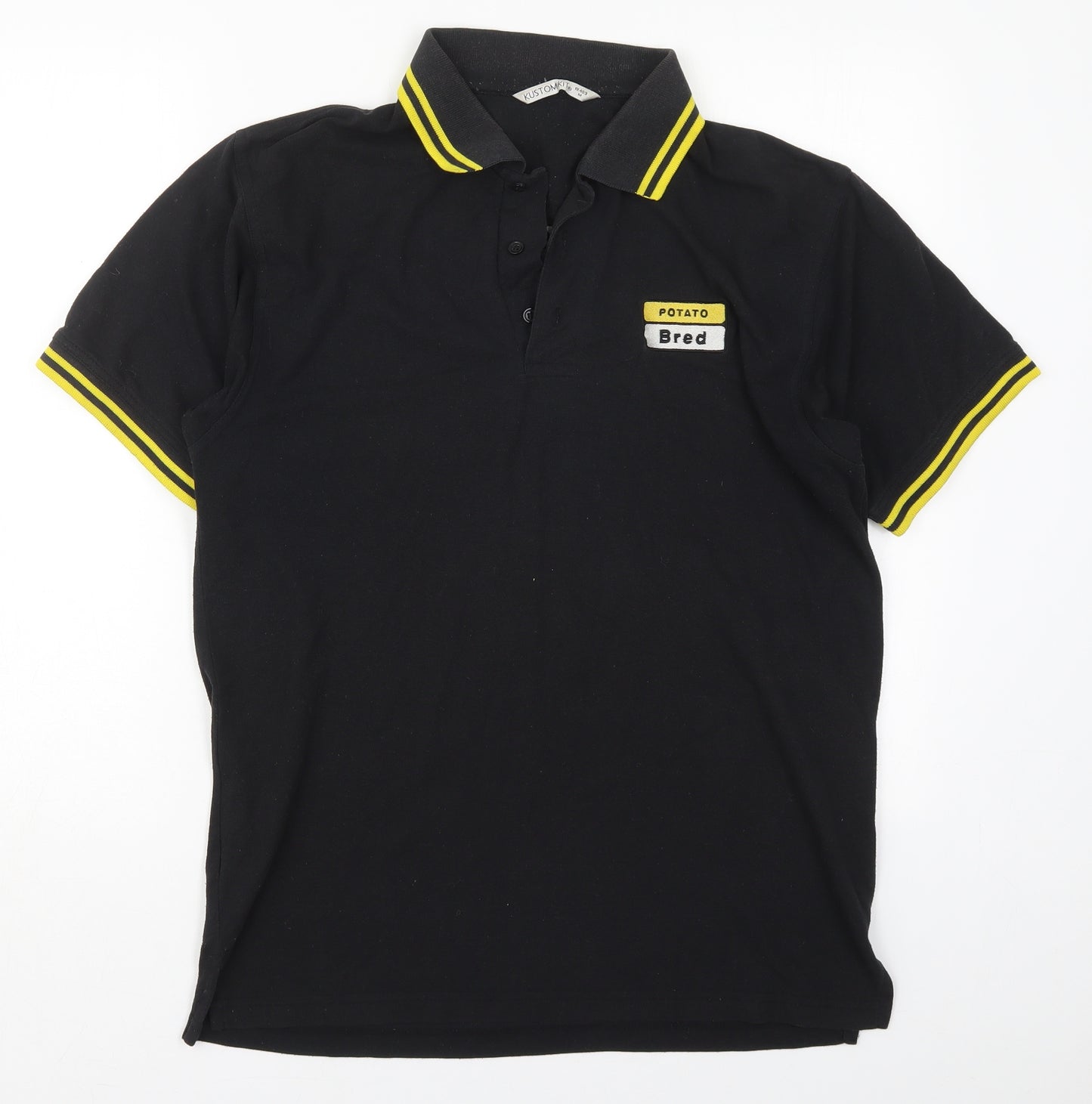 Kustom Kit Mens Black  Cotton  Polo Size M Collared Pullover - Potato Bred