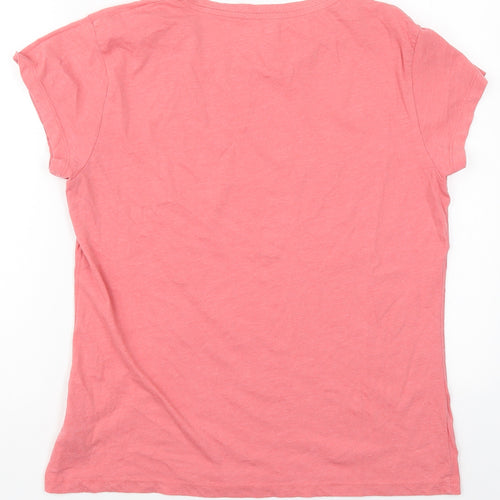 Dunnes Womens Pink  Cotton Basic T-Shirt Size 8 Crew Neck