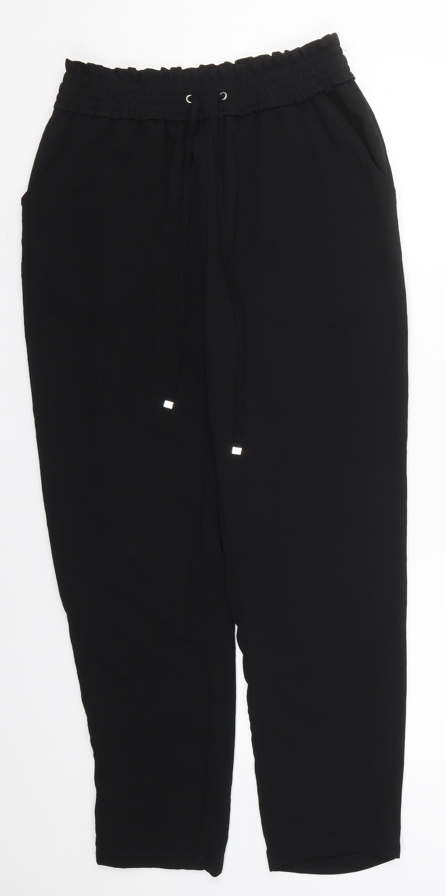 New Look Womens Black  Polyester Trousers  Size 10 L27 in Regular Drawstring