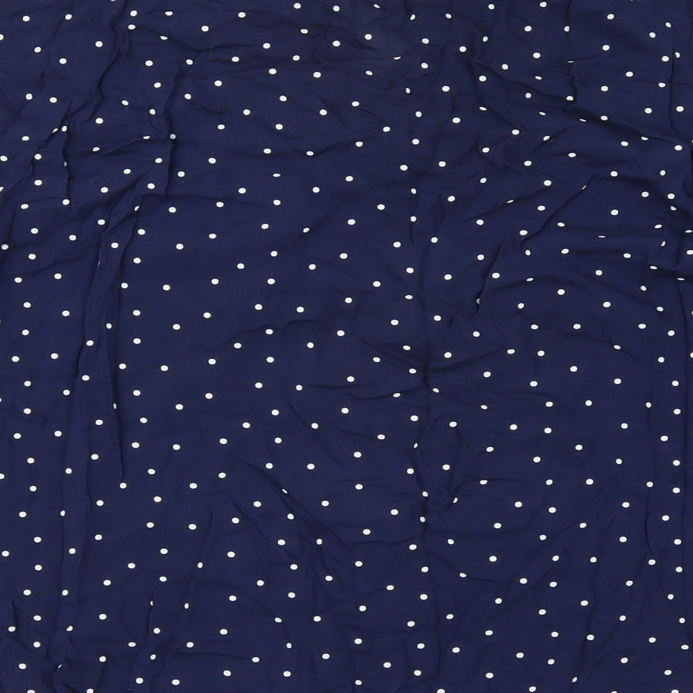 NEXT Womens Blue Polka Dot Viscose Basic Button-Up Size 16 Round Neck