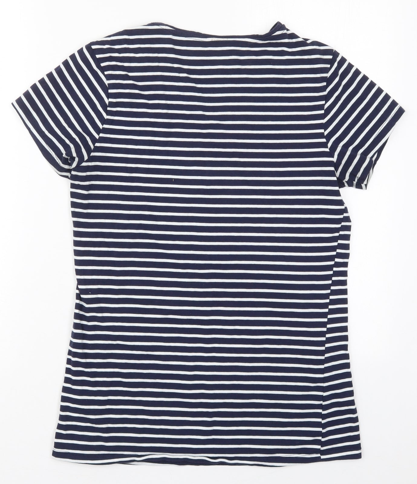 Primark Womens Blue Striped Cotton Basic T-Shirt Size 12 Round Neck
