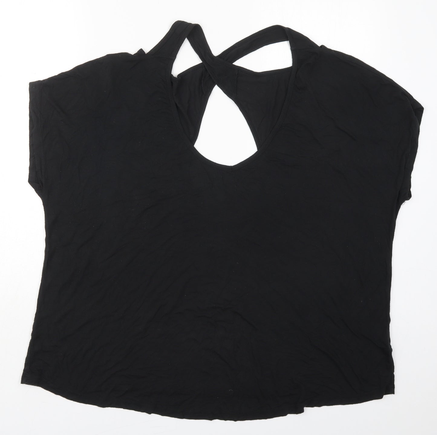 Capsule Womens Black  Viscose Basic T-Shirt Size 22 Scoop Neck
