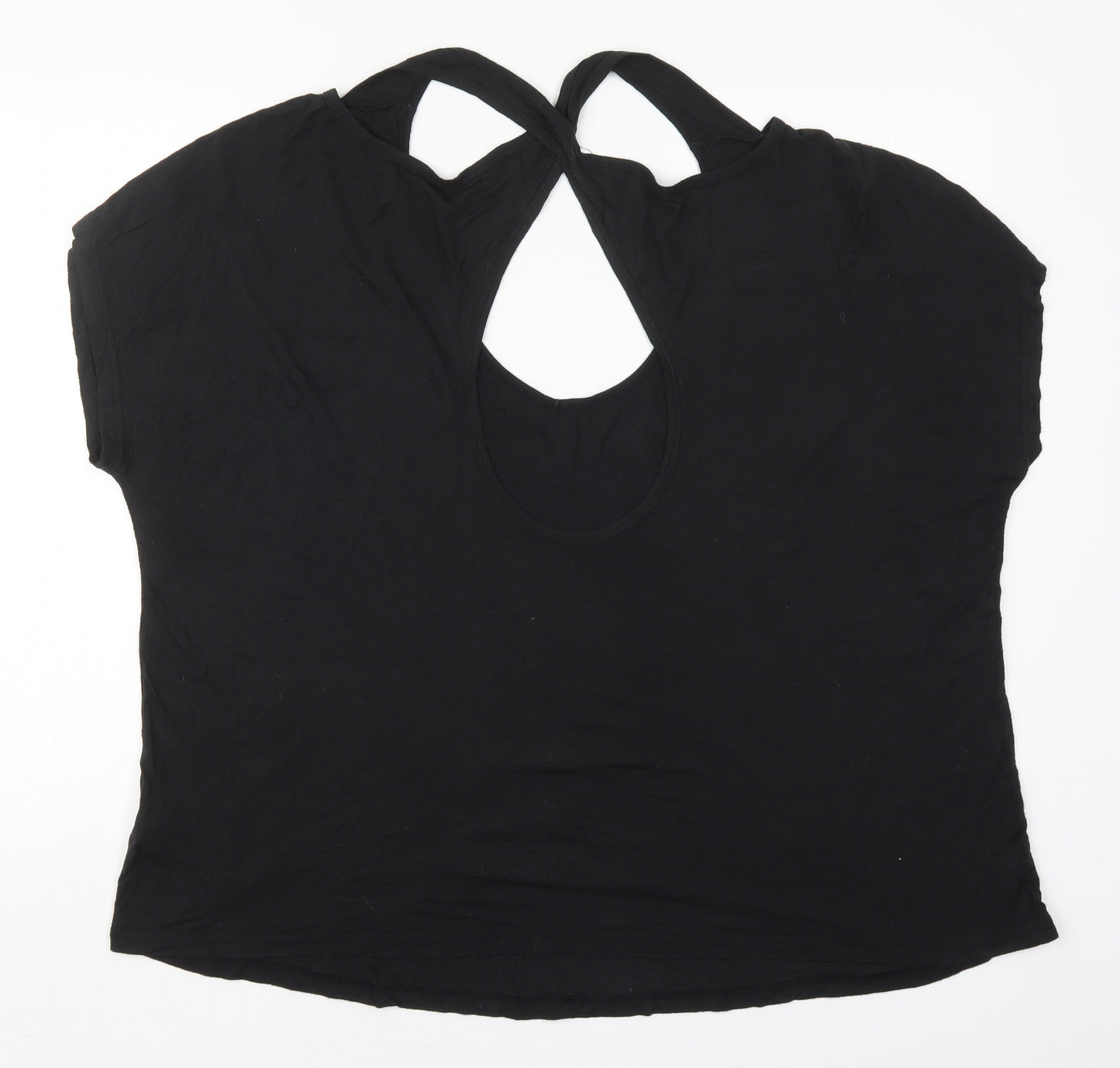 Capsule Womens Black  Viscose Basic T-Shirt Size 22 Scoop Neck