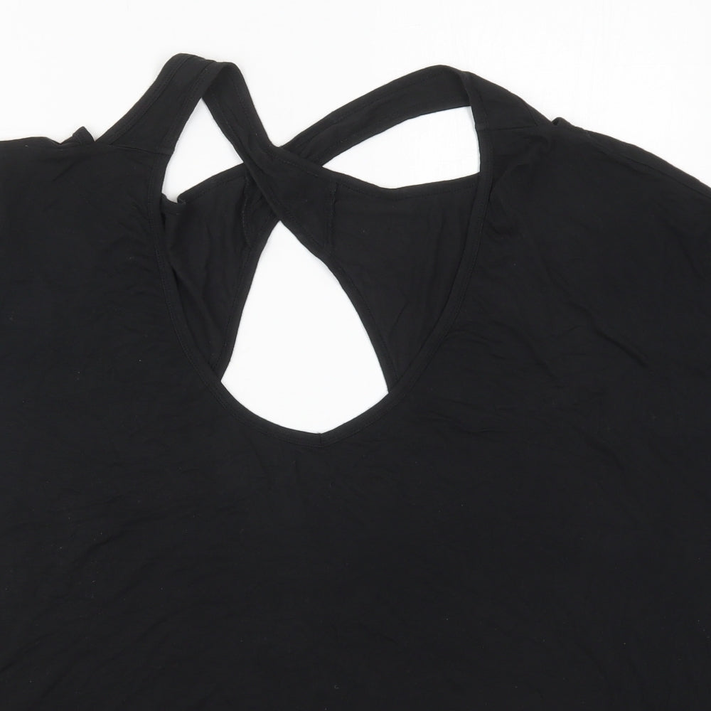 Capsule Womens Black  Viscose Basic T-Shirt Size 22 Scoop Neck