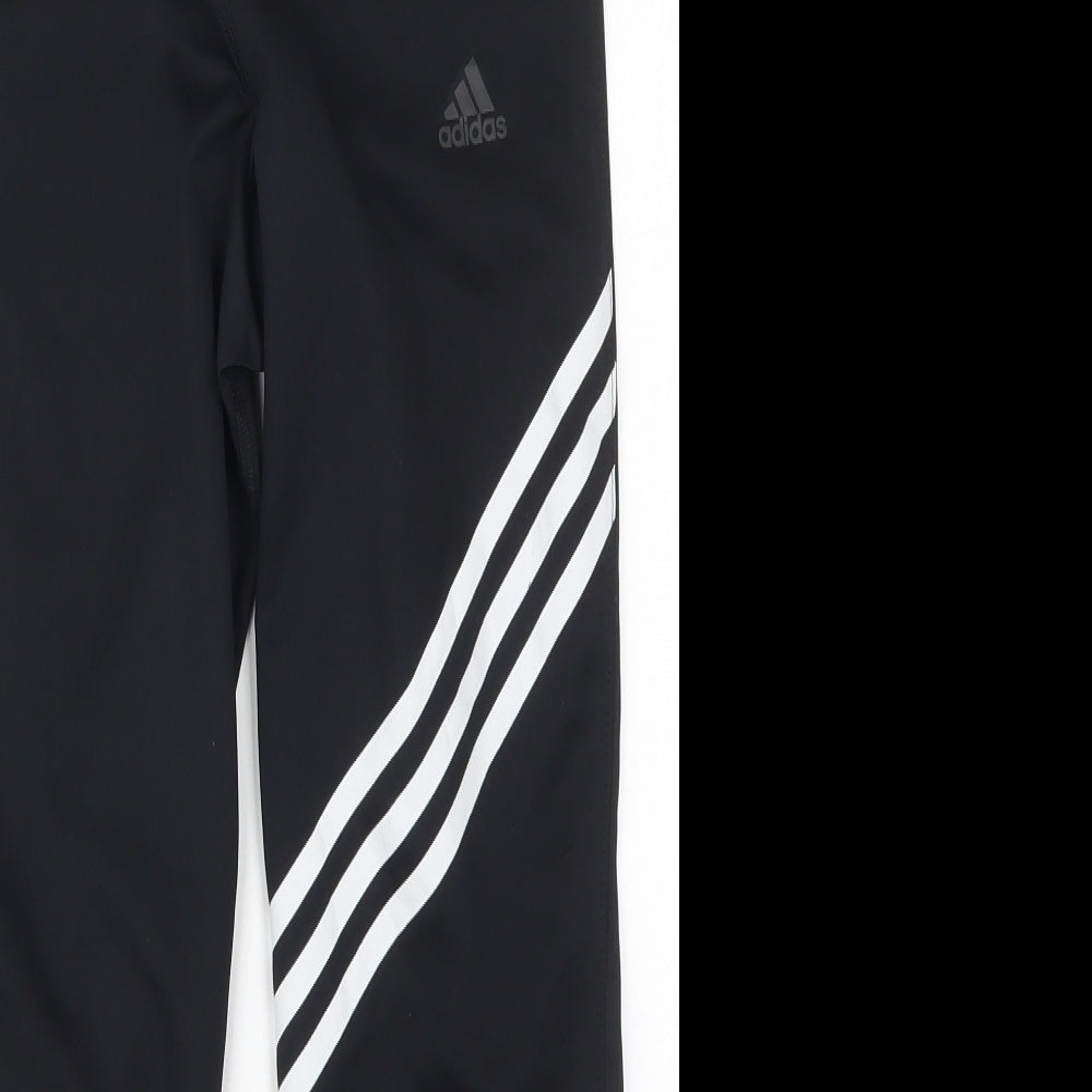 adidas Womens Black  Polyester Capri Leggings Size 12 L25 in Regular
