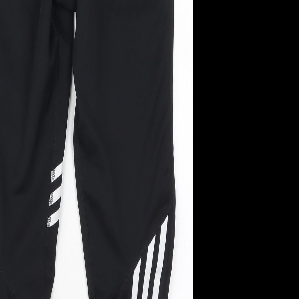 adidas Womens Black  Polyester Capri Leggings Size 12 L25 in Regular