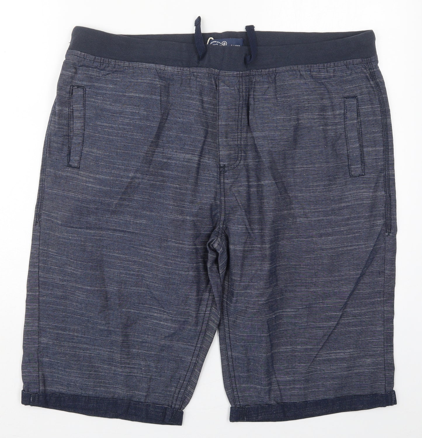 Fabric 8 Mens Blue  Cotton Bermuda Shorts Size XL L10 in Regular Drawstring