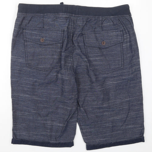 Fabric 8 Mens Blue  Cotton Bermuda Shorts Size XL L10 in Regular Drawstring
