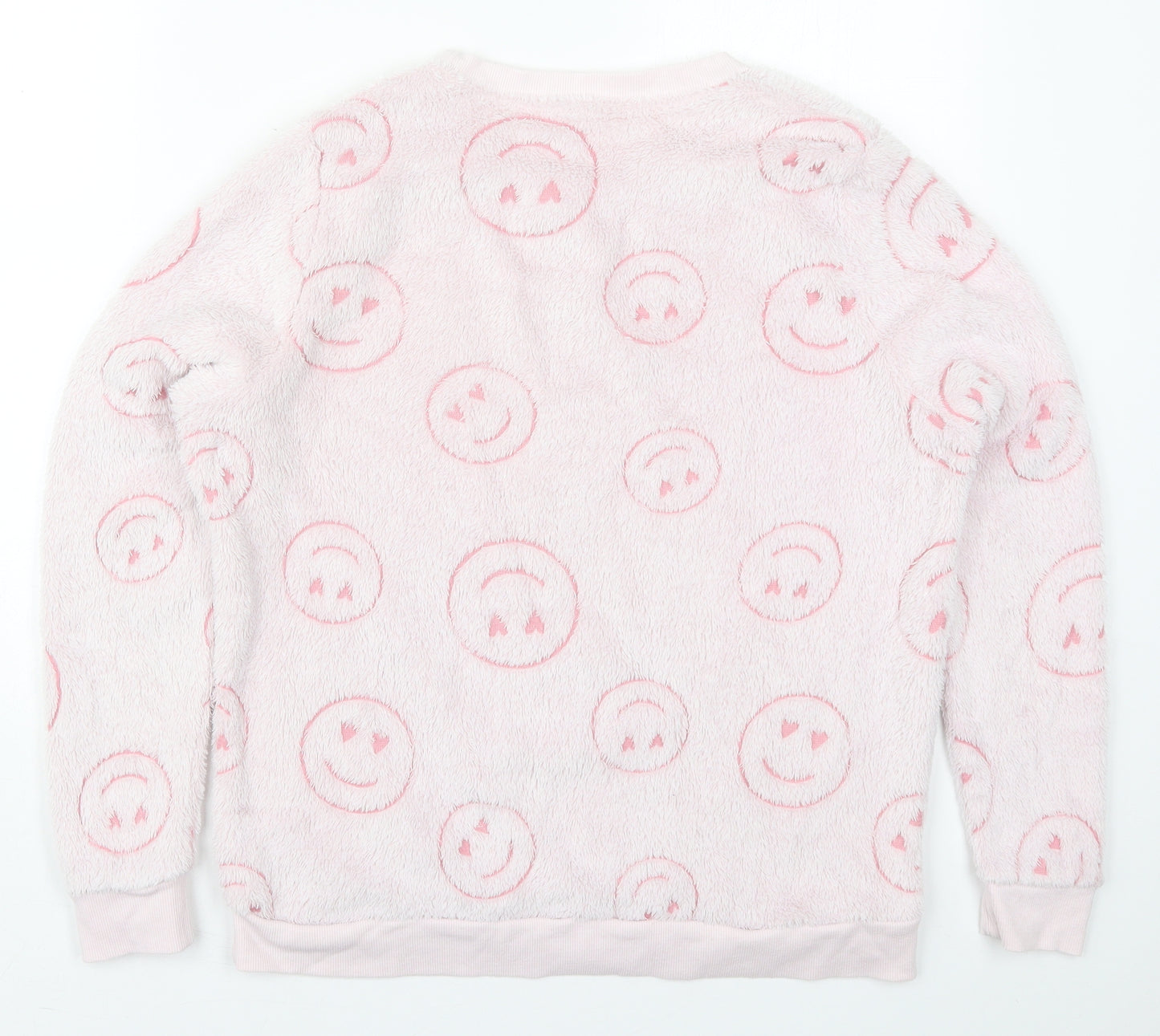 Dunnes Womens Pink Solid Polyester Top Pyjama Top Size M   - Smiley Face