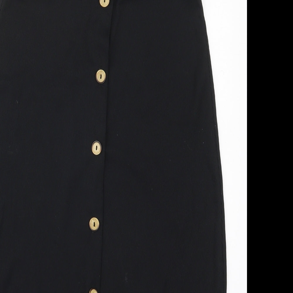 Nasty Gal Womens Black  Polyester Straight & Pencil Skirt Size 10   Button