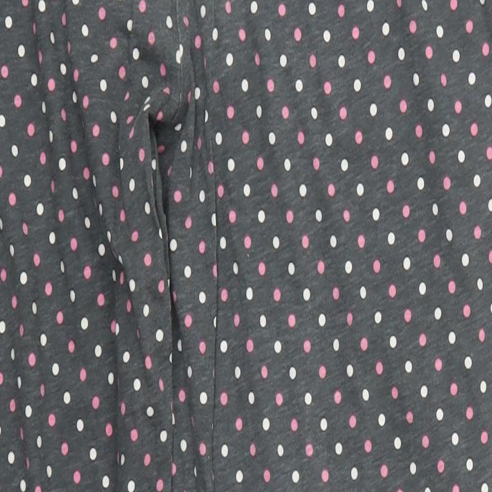 Marks and Spencer Womens Grey Polka Dot Cotton Trousers  Size 12 L28 in Regular  - Pyjama Pants