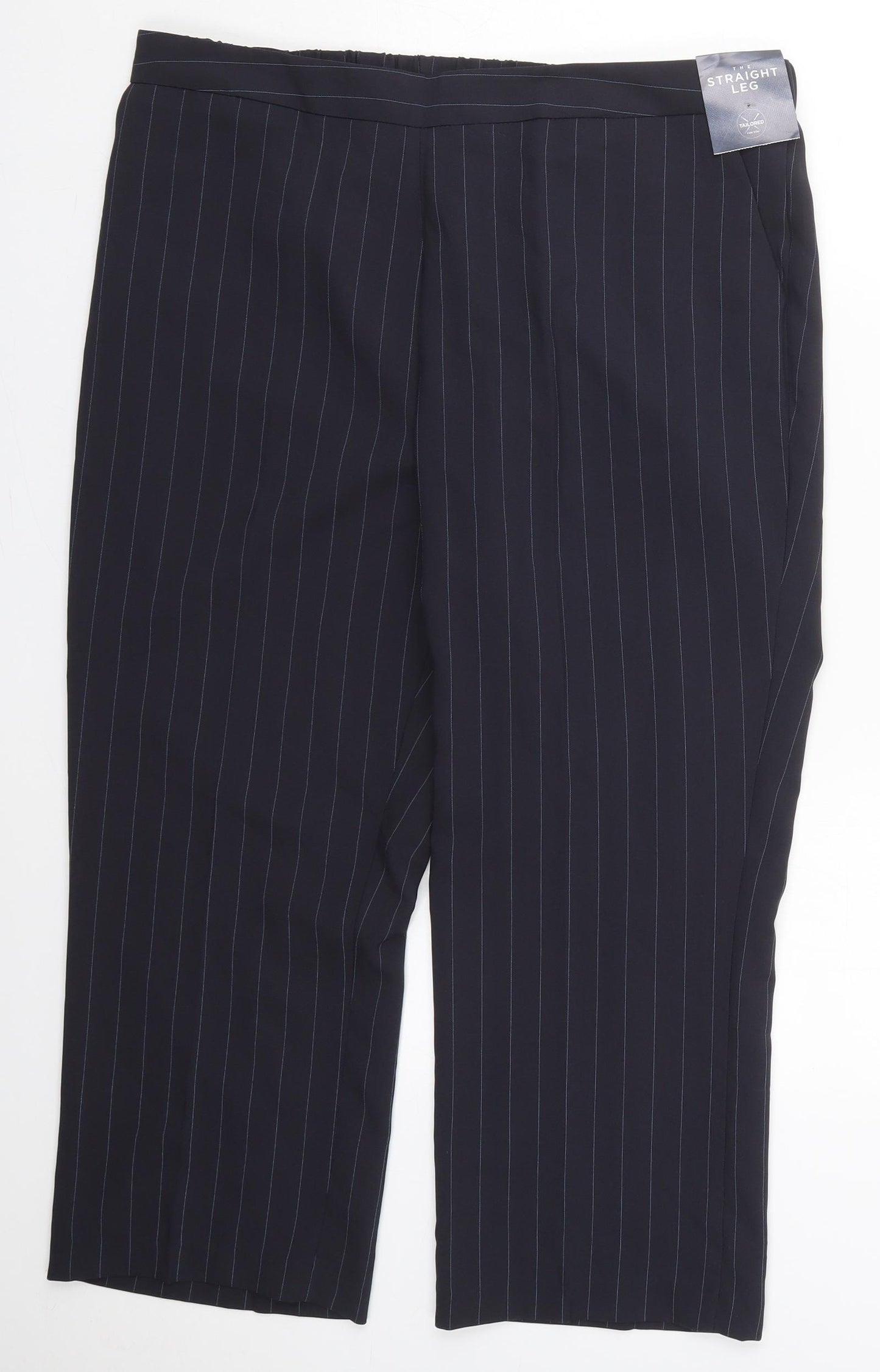 Bonmarché Womens Blue Striped Polyester Trousers  Size 18 L24 in Regular