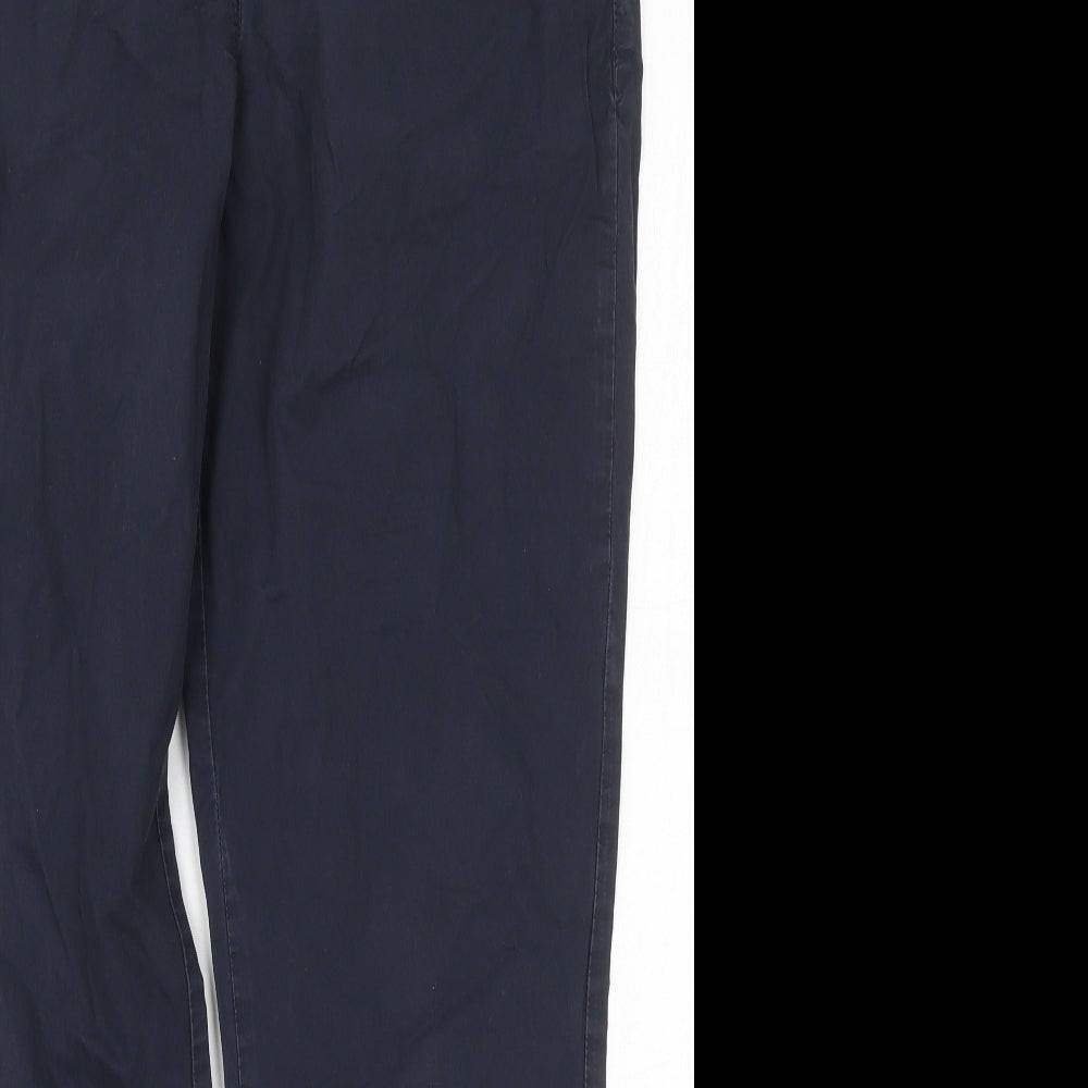 NEXT Womens Blue  Cotton Trousers  Size 14 L28 in Regular Button