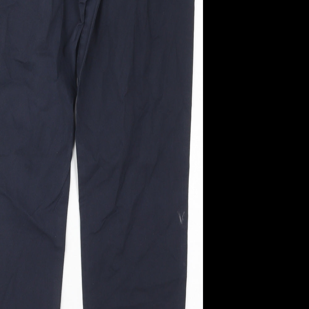 NEXT Womens Blue  Cotton Trousers  Size 14 L28 in Regular Button