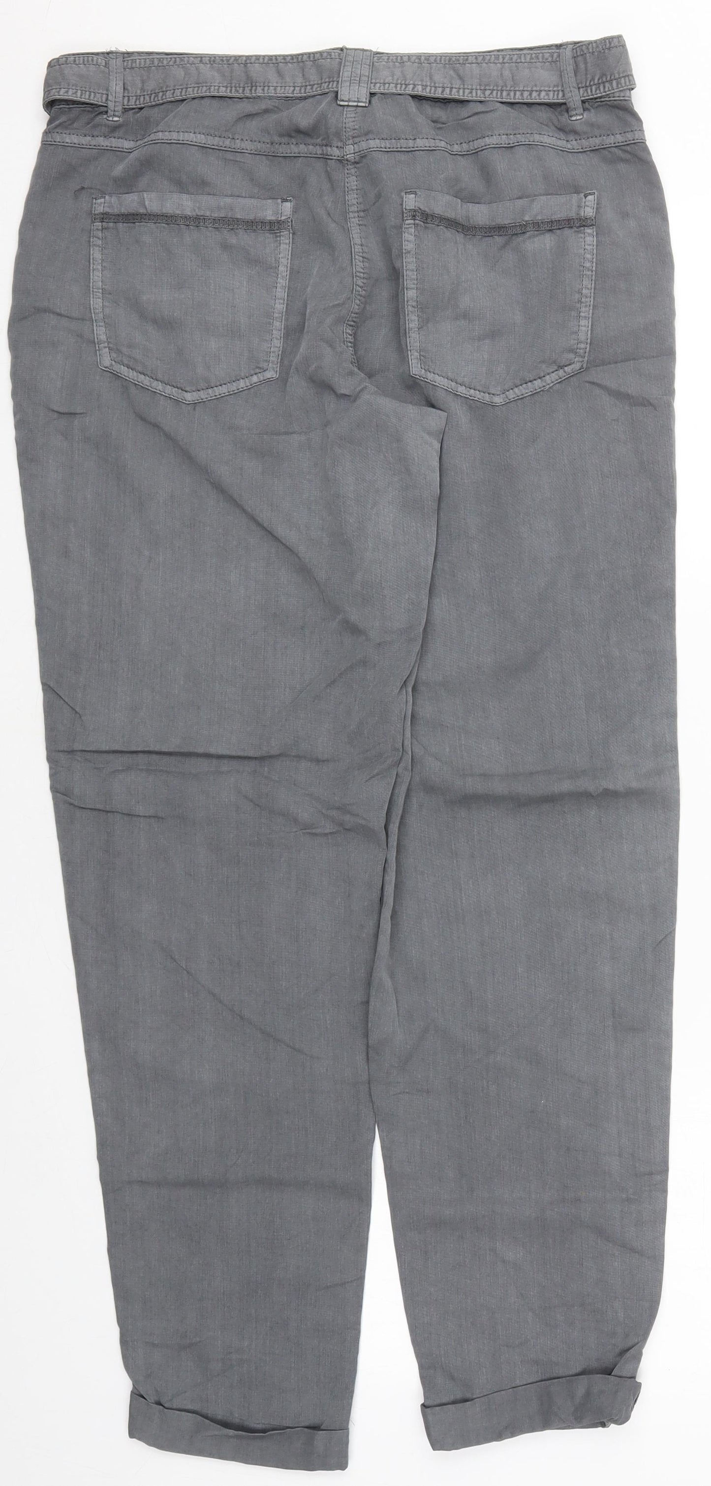 Dunnes Womens Grey  Viscose Trousers  Size 10 L29 in Regular Button