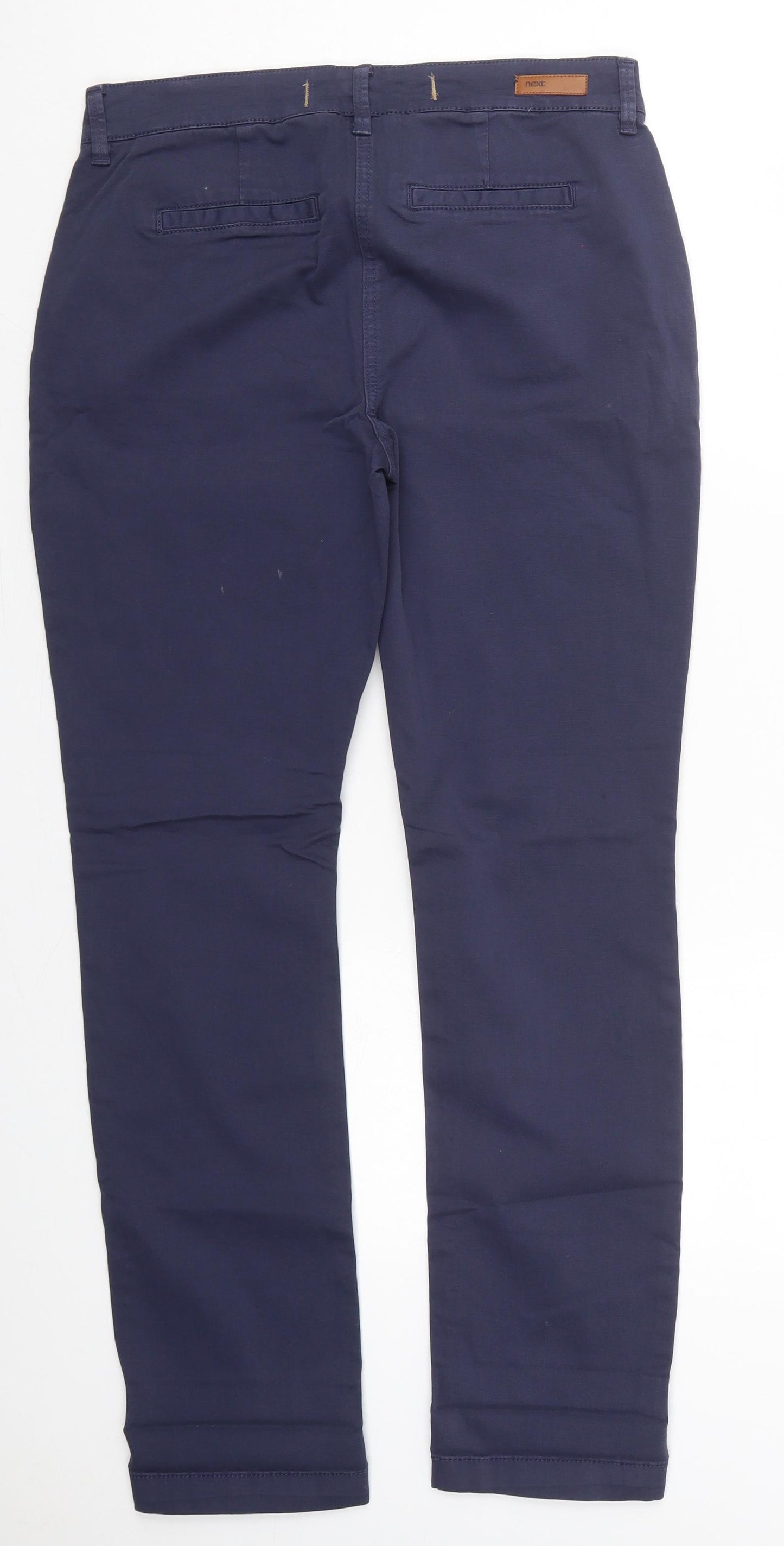 NEXT Womens Blue  Cotton Chino Trousers Size 8 L30 in Regular Button