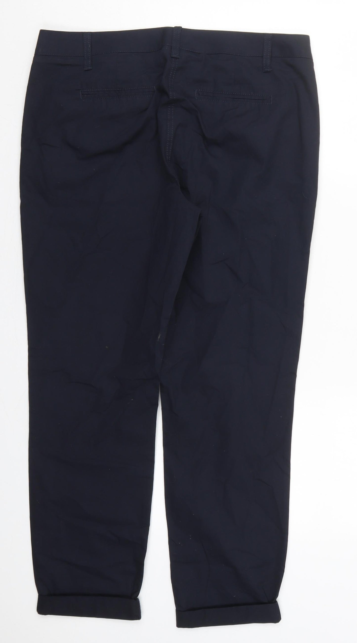NEXT Womens Blue  Cotton Trousers  Size 12 L28 in Regular Button