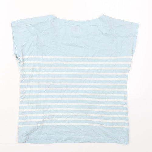 Jack Wills Womens Blue Striped Cotton Basic T-Shirt Size 6 Crew Neck
