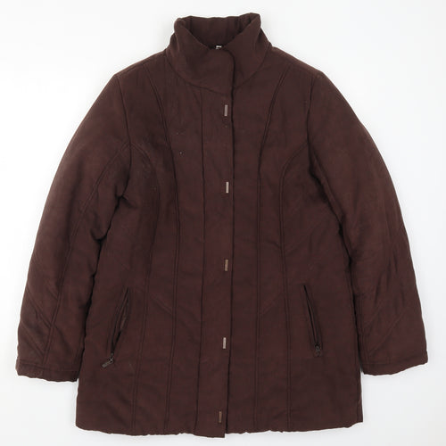 Klass Womens Brown   Quilted Coat Size M  Zip