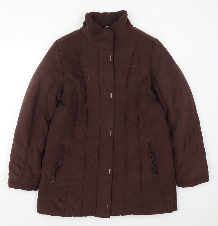 Klass Womens Brown Quilted Coat Size M Zip