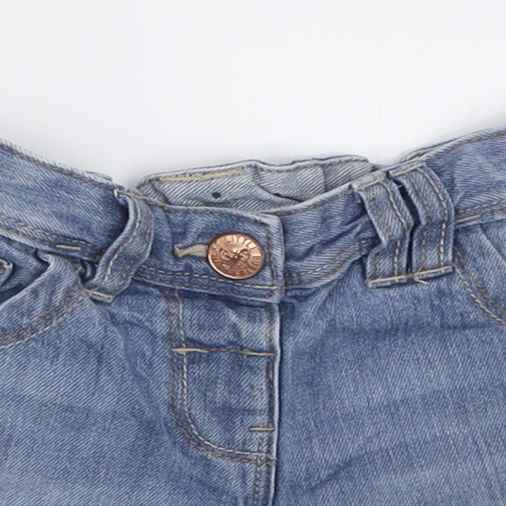 NEXT Girls Blue  Cotton Boyfriend Shorts Size 3-4 Years  Regular Buckle