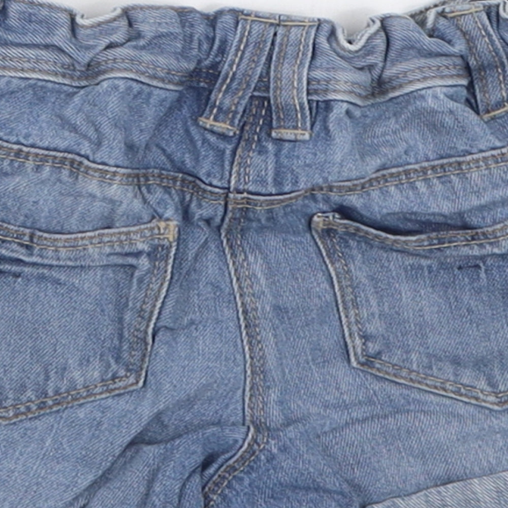 NEXT Girls Blue  Cotton Boyfriend Shorts Size 3-4 Years  Regular Buckle