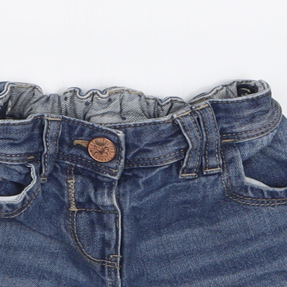NEXT Girls Blue  Cotton Boyfriend Shorts Size 2-3 Years  Regular Buckle