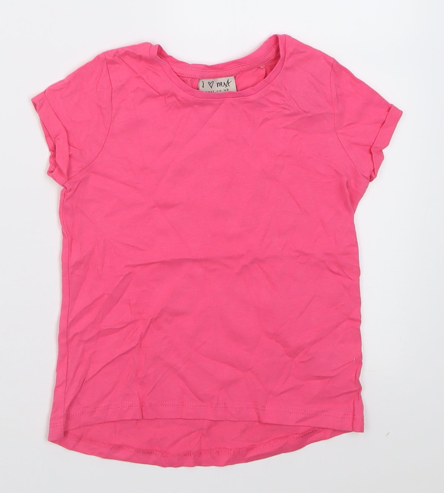 NEXT Girls Pink  Cotton Basic T-Shirt Size 2-3 Years Crew Neck Pullover