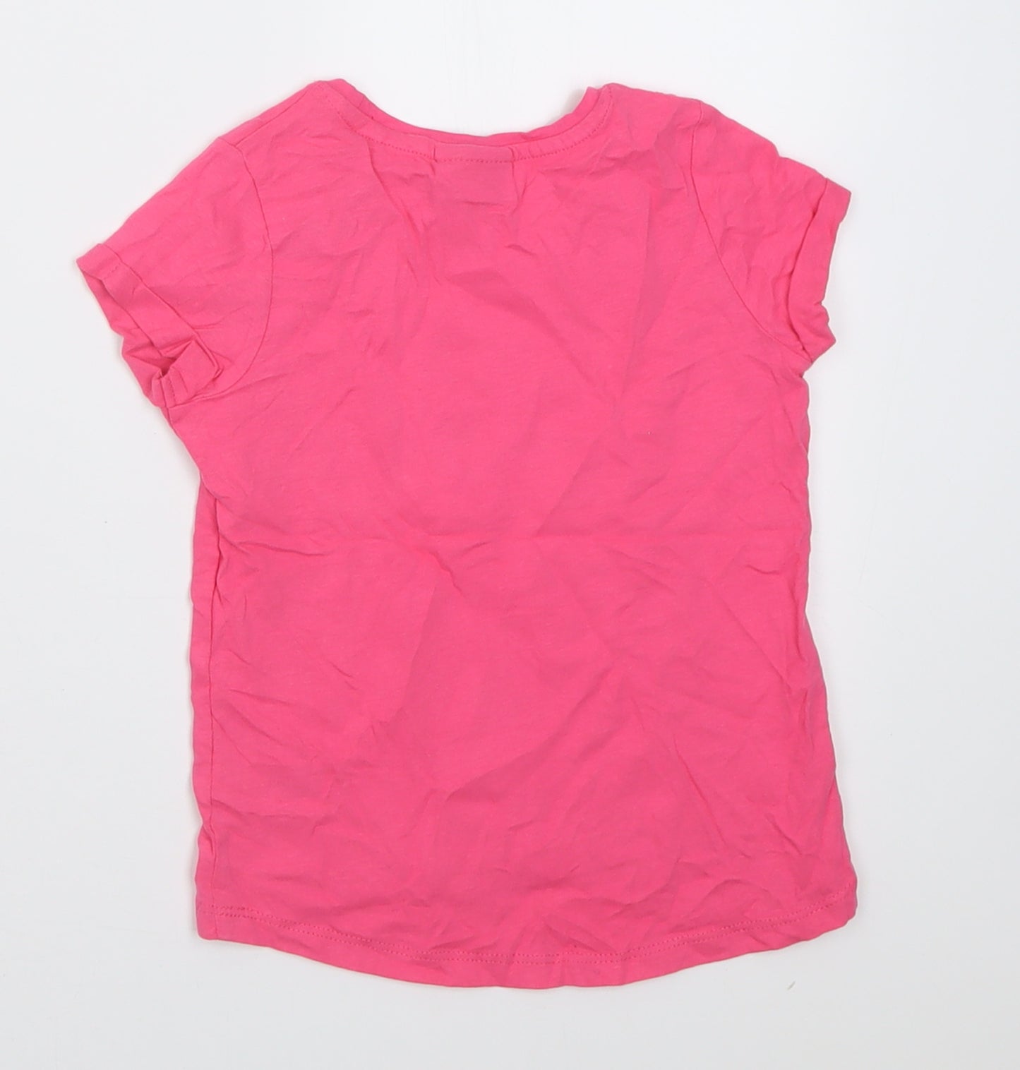 NEXT Girls Pink  Cotton Basic T-Shirt Size 2-3 Years Crew Neck Pullover